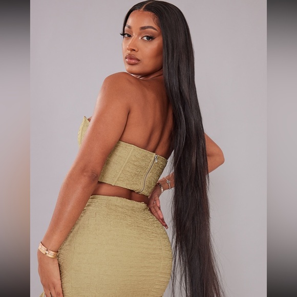 NWT PLT Olive Textured plunged corset Size 4 - Picture 3 of 6